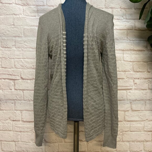 Men's All Saints Cotton Open Cardigan, Gray Stripe, Size XS - Picture 1 of 5